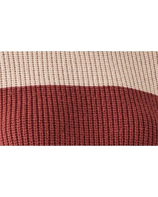 Faherty Brand Red Cozy Colorblock Cotton Blend Sweater