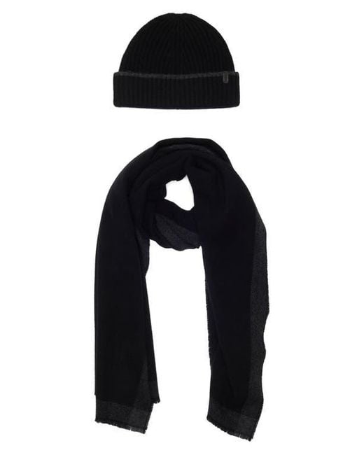 Vince Black Wool & Cashmere Beanie & Scarf Set for men