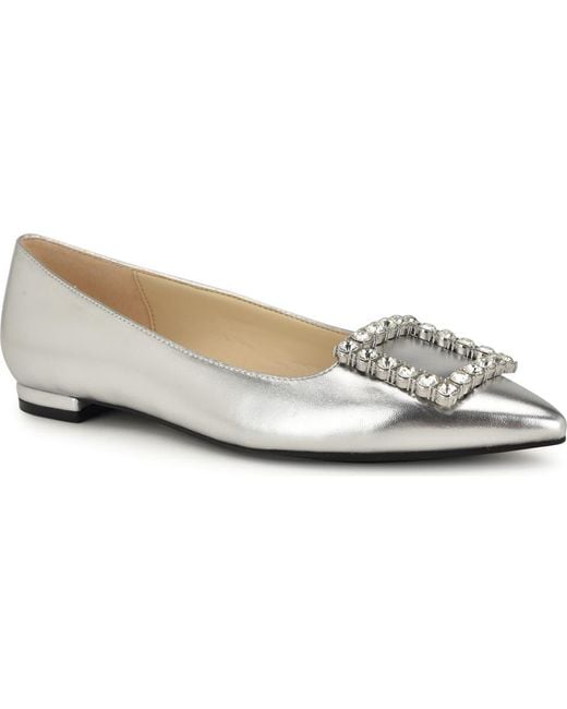 Nine West White Jesike Pointed Toe Flat