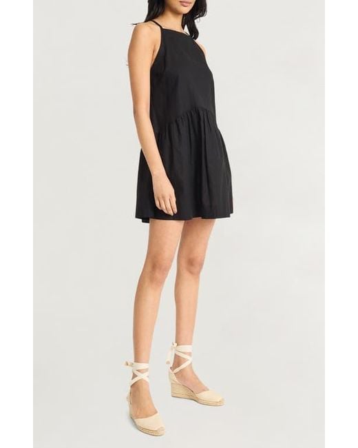 The Good Journey Black Keyhole Linen Blend Minidress