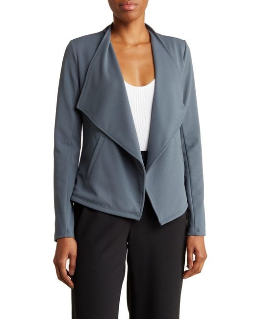 Nordstrom Blue Microstretch Drape Front Jacket