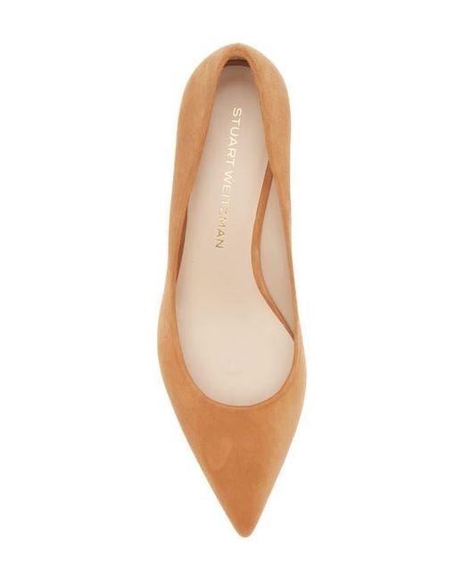 Stuart Weitzman Brown Power Pointed Toe Kitten Heel Pump