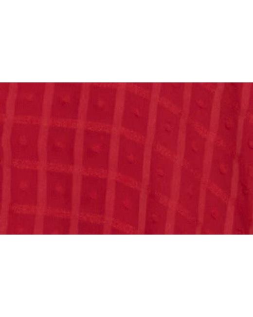 Bobeau Red Ruffle Button Down Top
