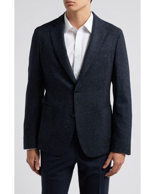 Boss Blue Hanry Virgin Wool Blend Herringbone Sport Coat for men
