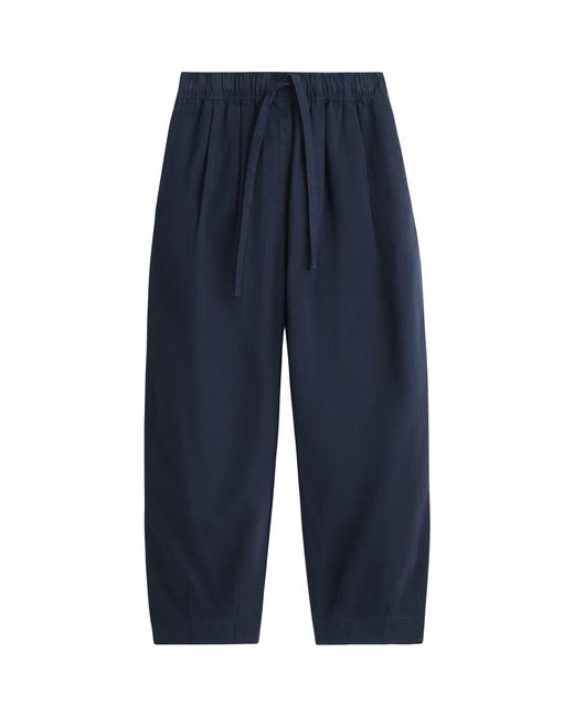 COS Blue Cotton Herringbone Drawstring Pants