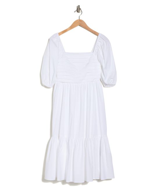 Nanette Lepore White Amber Puff Sleeve Tiered Dress