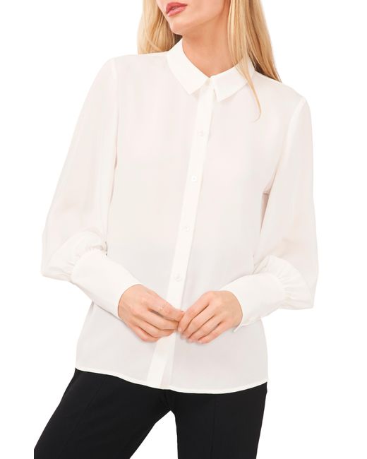Halogen® White Solid Button-up Shirt