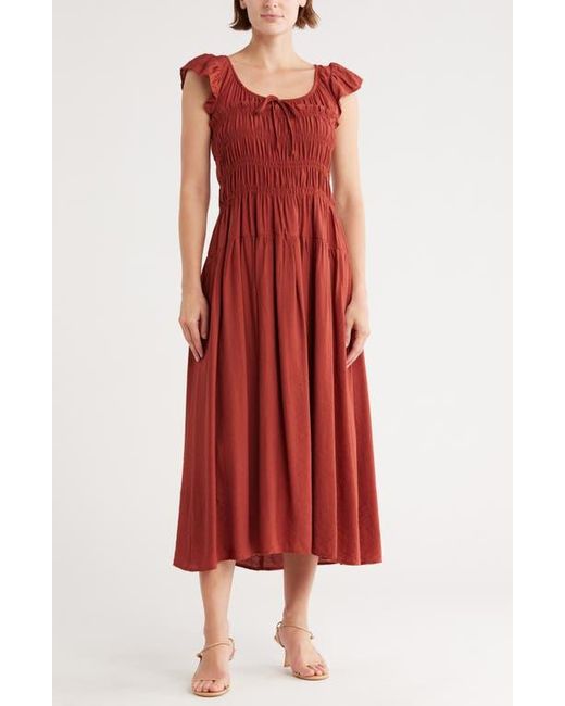 Blu Pepper Shirred Maxi Dress