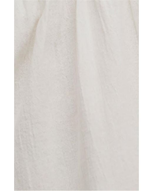 Free People White Fayre Puff Sleeve Cotton & Linen Tunic Top