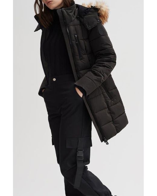 Noize Black Hannah Faux Fur Trim Hooded Parka