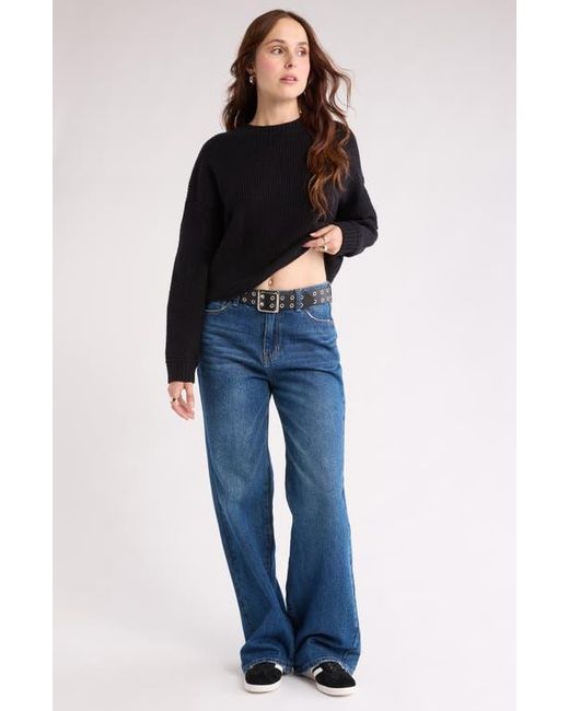 Abound Black Cozy Crew Pullover Sweater