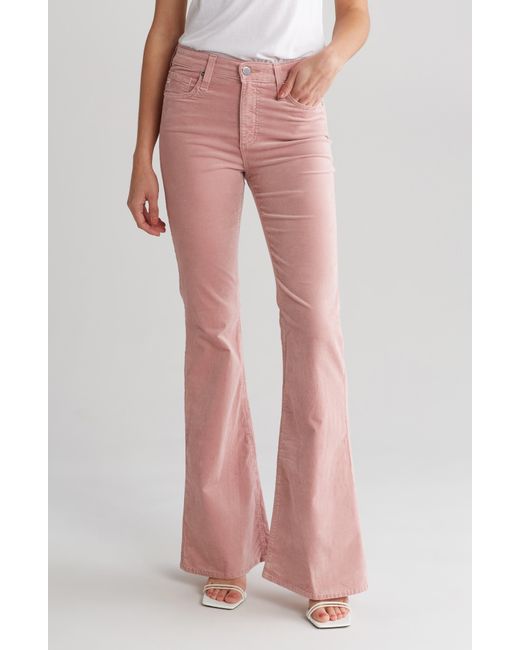 AG Jeans Pink Quinne High Waist Flare Leg Jeans