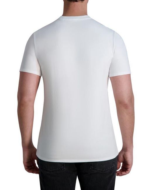 Karl Lagerfeld White Karl Race Stripe Logo Graphic T-Shirt for men