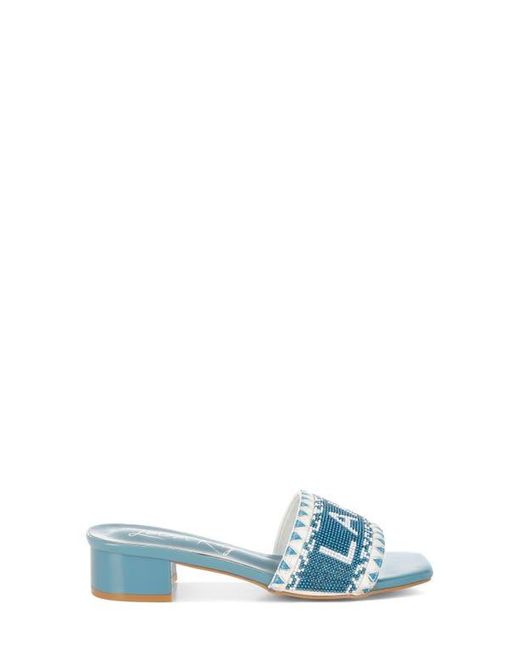 LONDON RAG Blue Vacay Babe Lake Como Beaded Slide Sandal