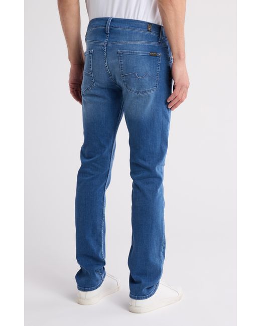 7 For All Mankind Blue Slimmy Squiggle Slim Straight Leg Jeans for men