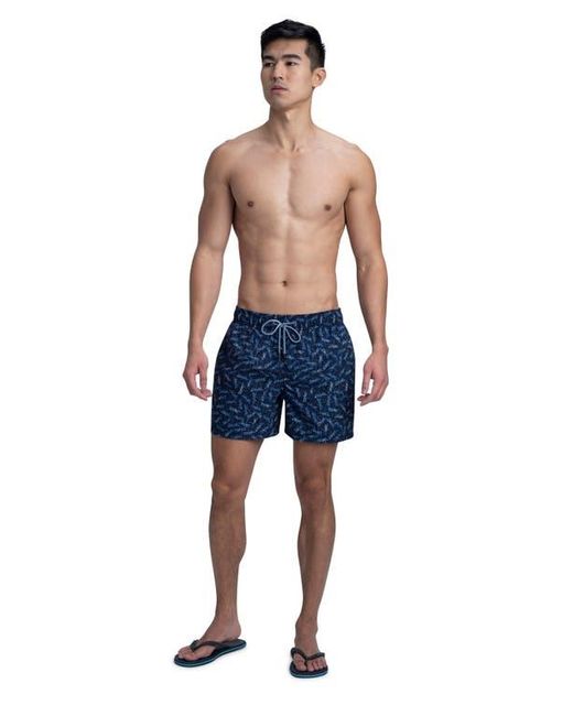 Bugatchi Blue Dragonfly Print Swim Trunks for men