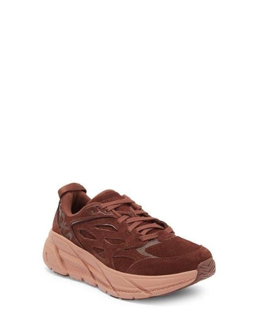 Hoka One One Brown Gender Inclusive Clifton L Suede Sneaker