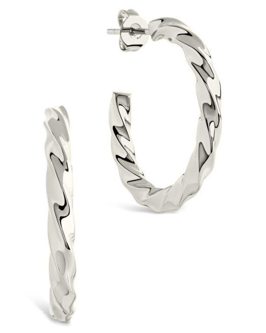 Sterling Forever White Chandler Twisted Hoop Earrings