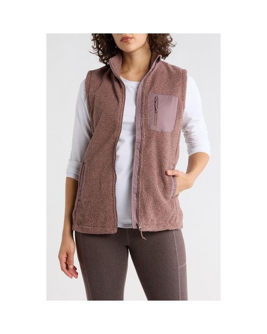 Balance Collection Brown Amara Fleece Knit Zip Vest