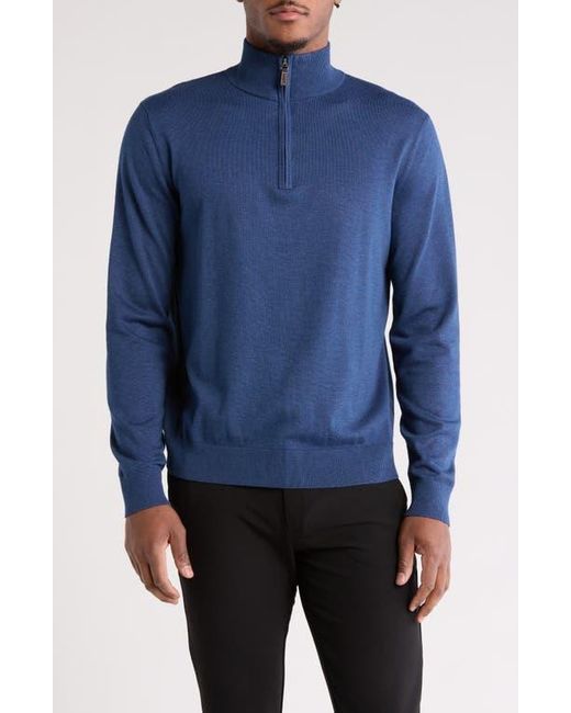 Tom Baine Blue Solid Quarter Zip Pullover for men