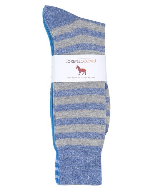 Lorenzo Uomo Blue 3-pack Assorted Stripe Cotton Blend Dress Socks for men