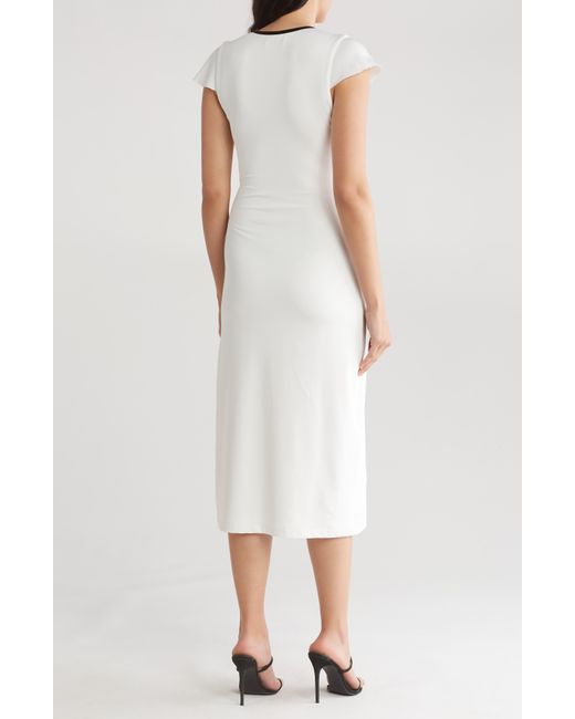 AREA STARS White Hayley Contrast Trim Midi Dress