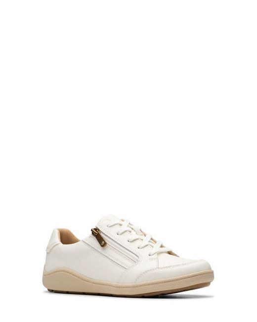 Clarks White Bryianne Bayla Side Zip Sneaker