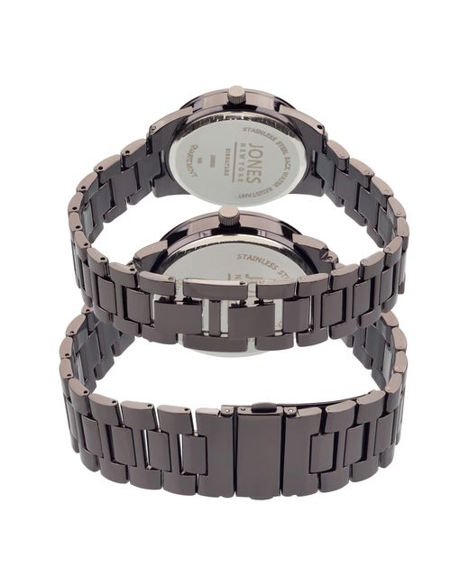 Jones New York Gray Two-piece Diamond Accent Bracelet Watch His & Hers Set