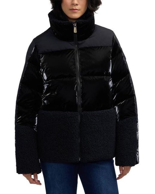 Scotch & Soda Black Selma Mixed Media Water Repellent Jacket