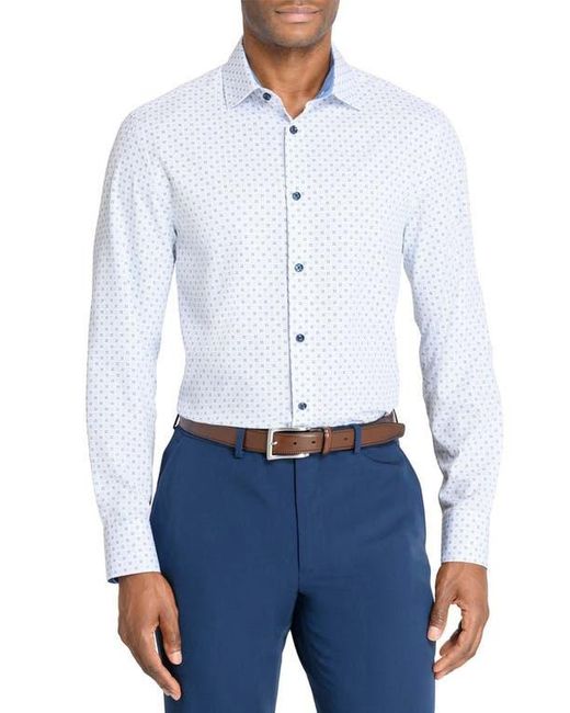 Con.struct Blue Micro Geometric Print Stretch Button-Up Shirt for men