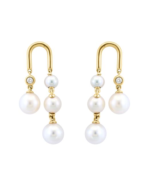 Effy White Freshwater Pearl & Diamond Drop Earrings