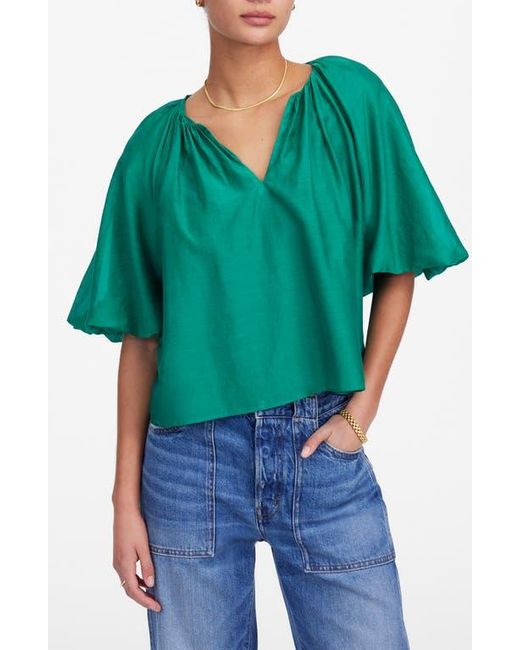 Madewell Green Bubble Sleeve Top