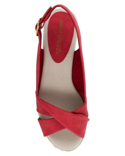 Easy Street Red Maureen Wedge Sandal