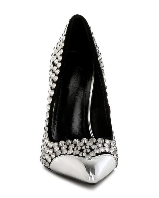 LONDON RAG Black Super Fan Diamante Embellished Pump
