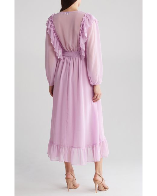 AREA STARS Pink Mina Long Sleeve Maxi Dress