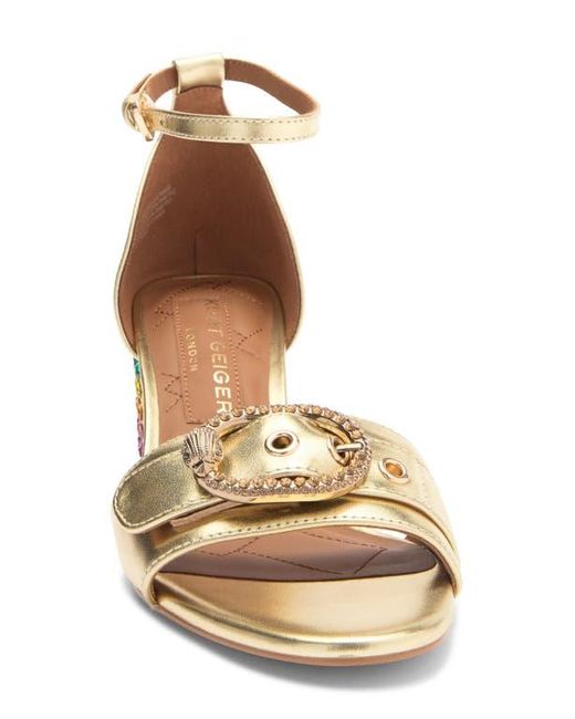 Kurt Geiger Metallic Mayfair Eagle Block Heel Sandal