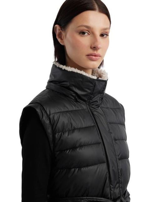 HUNTER Doby Faux Fur Lined Marshmallow Puffer Vest in Black Lyst