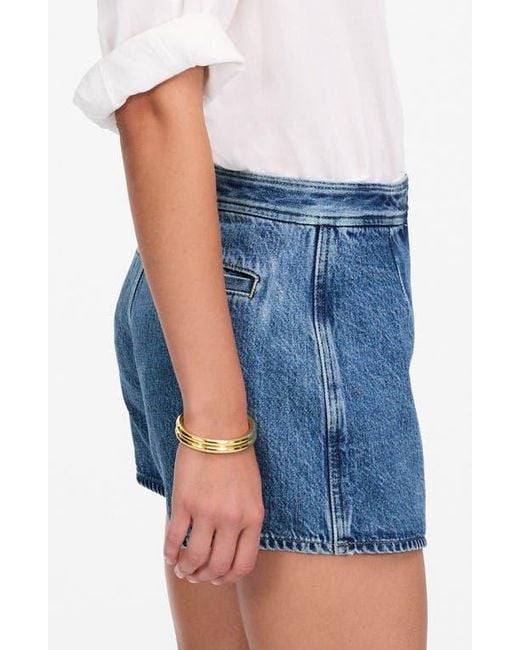 Madewell Blue Denim Micro Mini Wrap Skort