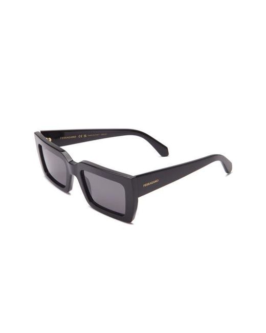 Ferragamo Black 54Mm Rectangular Sunglasses