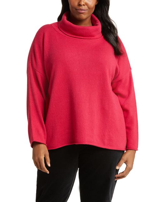 Eileen Fisher Red Turtleneck Boxy Sweater