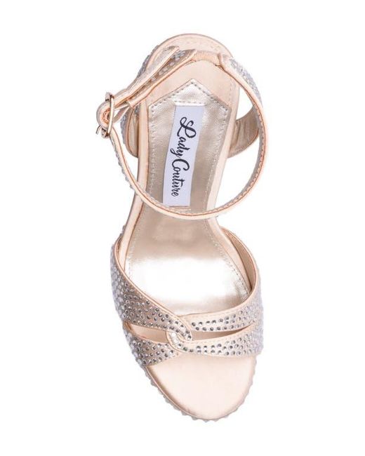 Lady Couture Pink Rhinestone Platform Ankle Strap Sandal