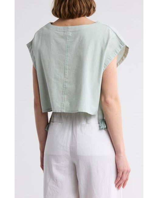 Elan Gray Side Tie Cover-Up Crop Top