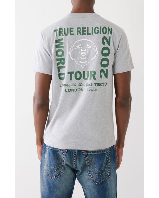 True Religion Gray Tr World Tour 2002 Graphic T-shirt for men