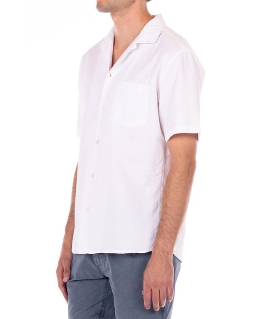 Original Paperbacks White Seersucker Cotton Short Sleeve Button-up Shirt for men