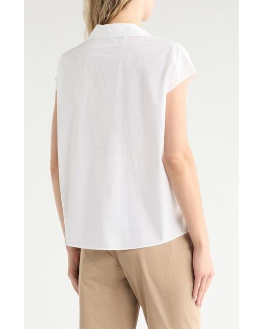 Vince White Cap Sleeve Cotton Button-Up Shirt