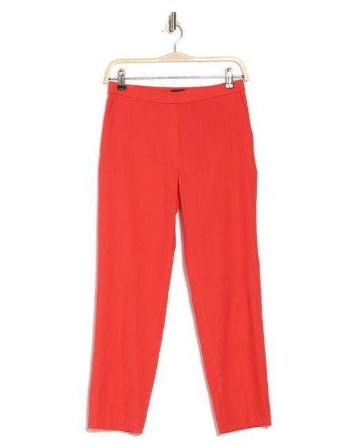 Theory Red Treeca Linen Blend Crop Pull-On Pants