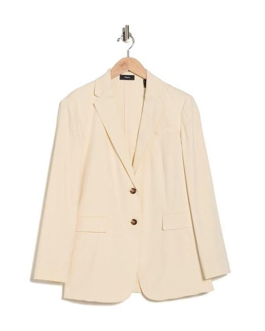 Theory Natural Two Button Linen Blend Blazer