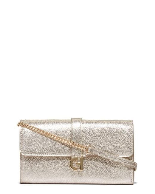 Cole Haan Metallic Pebble Leather Wallet On A Chain