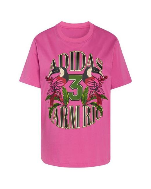 Adidas Pink X Farm Rio Toucan Graphic T-Short