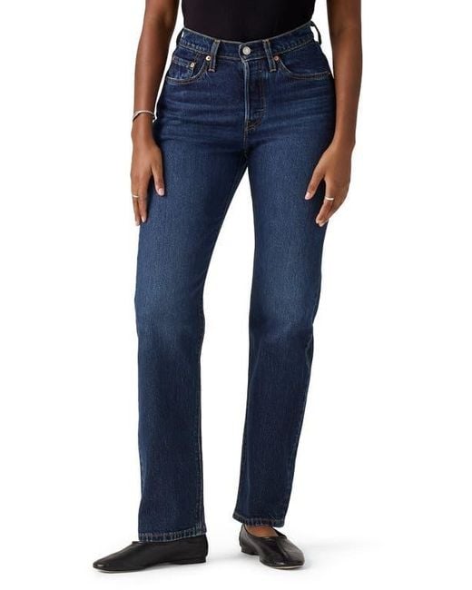 Levi's Blue 501 Curve High Waist Straight Leg Jeans